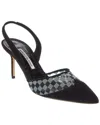 Manolo Blahnik Mingosli 70 Mesh Checkered Slingback Mules In Black