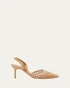 Manolo Blahnik Mingosli Check Suede Slingback Pumps In Medium Brown