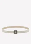 Manolo Blahnik Mini Hangisi Crystal Buckle Satin Belt In Cream