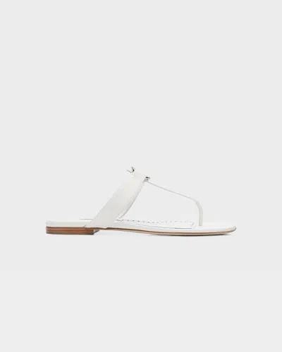 Manolo Blahnik Mionasan Leather Thong Sandals In White