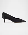 Manolo Blahnik Mionel Wool Bicolor Pumps In Black