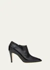Manolo Blahnik Mixed Leather Low-cut Ankle Booties In Black