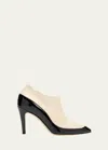 Manolo Blahnik Mixed Leather Low-cut Ankle Booties In Black/cream