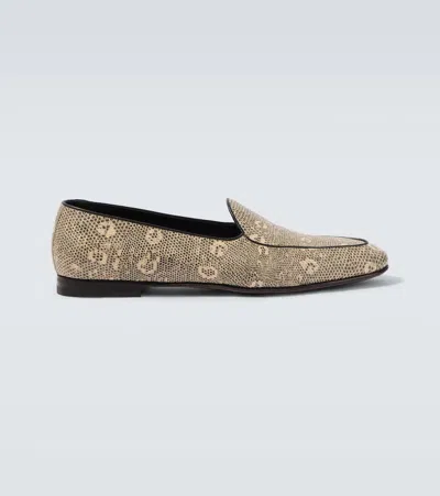 Manolo Blahnik Modena Snake-effect Leather Loafers In Gray
