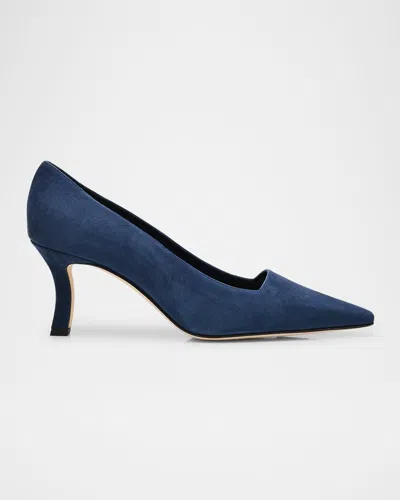 Manolo Blahnik Moiralo Suede Pumps In Blue