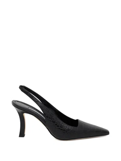 Manolo Blahnik Moirasli Embossed Pointed-toe Pumps In Black