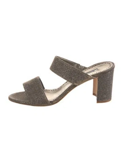 Pre-owned Manolo Blahnik Monili Glitter Slides