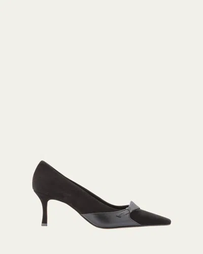 Manolo Blahnik Morcou 70mm Mixed Leather Pumps In Black