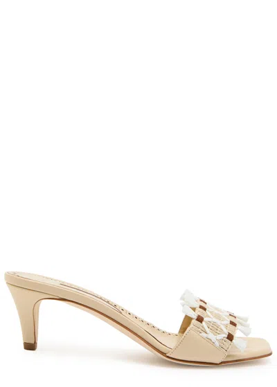 Manolo Blahnik Moremu 50 Embroidered Leather Mules In Animal Print