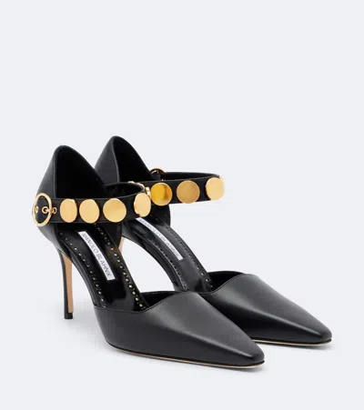 Manolo Blahnik Morgana Studded Leather Pumps In Black