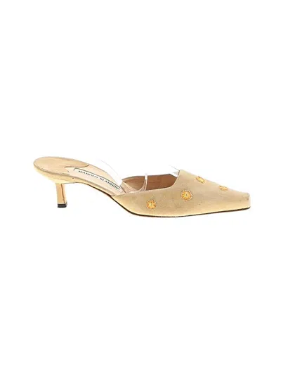 Pre-owned Manolo Blahnik Mule/clog In Tan