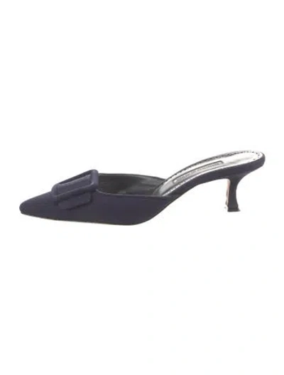 Pre-owned Manolo Blahnik Mules In Blue
