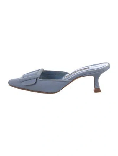Pre-owned Manolo Blahnik Mules In Blue
