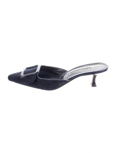 Pre-owned Manolo Blahnik Mules In Blue