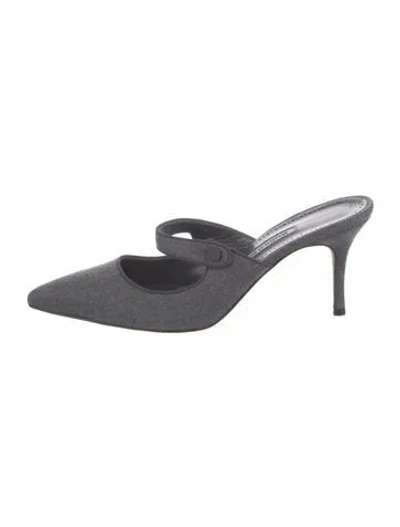 Pre-owned Manolo Blahnik Mules In Gray