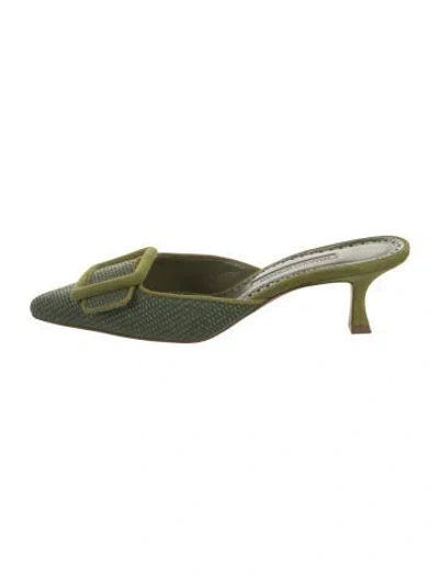 Pre-owned Manolo Blahnik Mules In Green