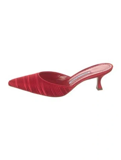 Pre-owned Manolo Blahnik Mules In Red