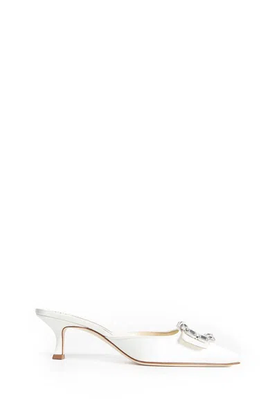 Manolo Blahnik Mules In White