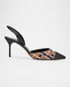 Manolo Blahnik Multi Woven Cap-toe Slingback Pumps In Black Multi