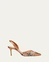 Manolo Blahnik Multi Woven Cap-toe Slingback Pumps In Multi Pattern