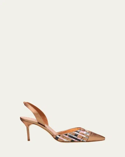 Manolo Blahnik Multi Woven Cap-toe Slingback Pumps In Multi Pattern