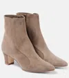Manolo Blahnik Baylow Embellished Suede Ankle Boots In Beige