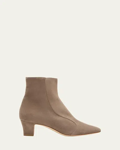 Manolo Blahnik Myconia Suede Ankle Booties In Light Brown