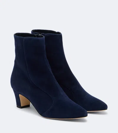 Manolo Blahnik Myconia Suede Ankle Boots In Blue