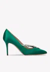 Manolo Blahnik Nadira 70 Satin Pump In Green