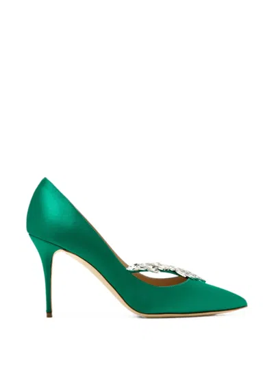 Manolo Blahnik Nadira Crystal-embellished Pumps In Green