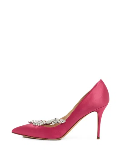 Pre-owned Manolo Blahnik Nadira Crystal-embellished Pumps In Pink