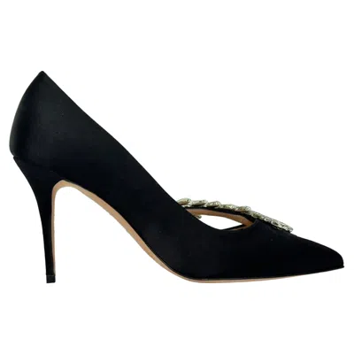 Manolo Blahnik Nadira Embellished Pumps In Black Satin