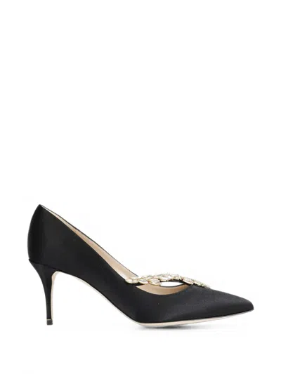 Manolo Blahnik Nadira 70 Crystal-embellished Satin Pumps In Black