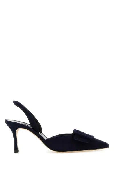 Manolo Blahnik Navy Blue Slingback Heels
