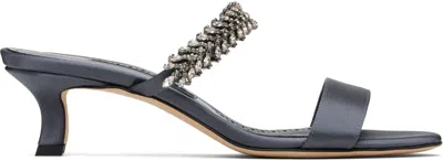 Manolo Blahnik Navy Kifasan Mules In Blue