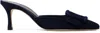 Manolo Blahnik Navy Maysale Mules In 4116 Navy