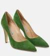Manolo Blahnik Nelirapla Suede Pumps In Green
