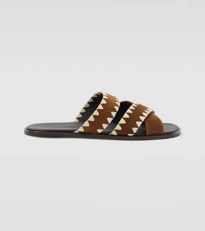 Manolo Blahnik Nello Suede Slides In Brown