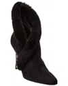 Manolo Blahnik Nestanu 105 Shearling-trimmed Suede Ankle Boots In Black