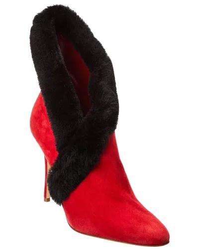 Manolo Blahnik Nestanu 105 Suede Boot In Red