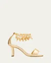 Manolo Blahnik Nicusan Embellished Ankle-chain Leather Sandals In Gold