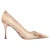Manolo Blahnik Nude Coated Slim Heel Pumps In Brown