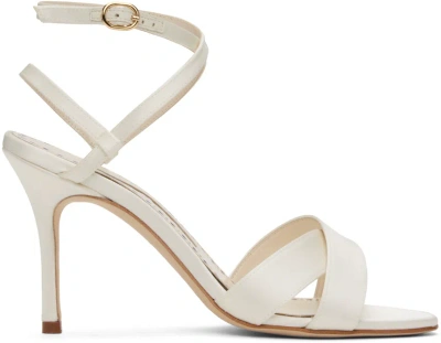 Manolo Blahnik Off-white Tormenfa Heeled Sandals In 1309 Lcrm