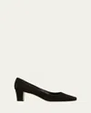Manolo Blahnik Okkatopla Suede Block-heel Pump In Black