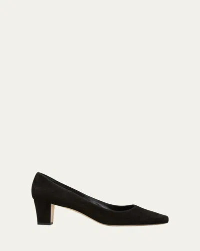 Manolo Blahnik Okkatopla Suede Block-heel Pump In Black