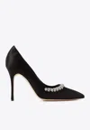 Manolo Blahnik Olarana 105 Satin Crystal-embellished Pumps In Black