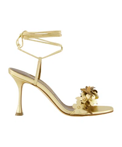 Manolo Blahnik Open-toe High-heeled Sandals In Gold