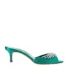 Manolo Blahnik Lumada 50 Crystal-embellished Satin Mules In Green