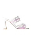 Manolo Blahnik Avespamu 90 Mesh-trimmed Two-tone Patent-leather Mules In White