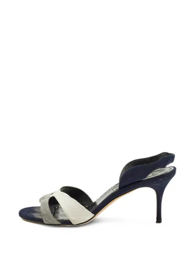 Pre-owned Manolo Blahnik Open-toe Slingback Sandals In Blue